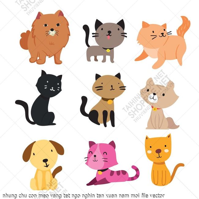 nhung chu con meo vang tet ngo nghin tan xuan nam moi file vector